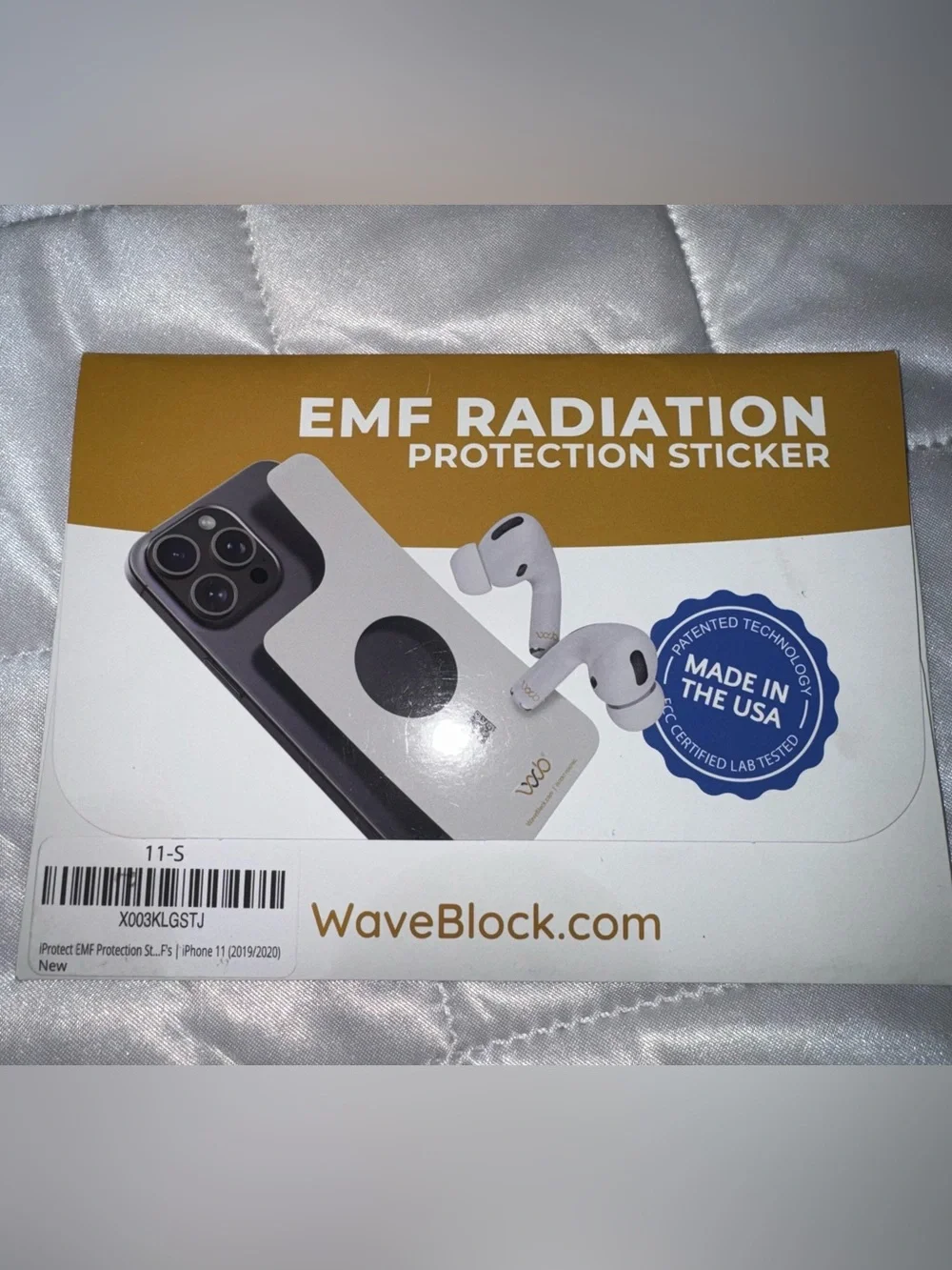 WAVEBLOCK EMF Blocker Sticker for iPhone 11 White, NEW